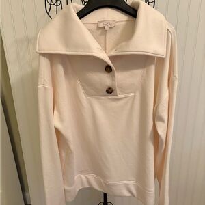 Loft Cream Pullover with Button Detail
